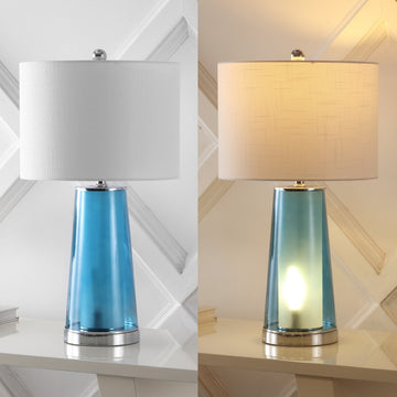 Tryon Modern Minimalist Glass/Iron Nightlight LED Table Lamp - JONATHAN Y